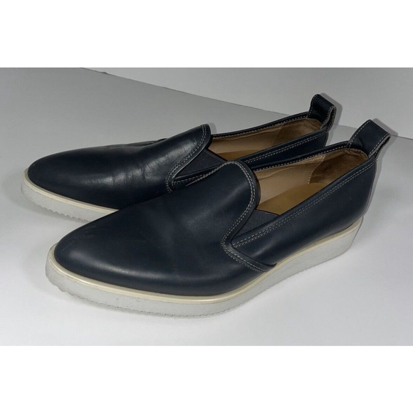 Everlane The Street Shoe Womens Size 10.5 Blue Leather Loafer Wedge Shoe Slip-On - Picture 8 of 9